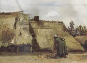 Vincent Van Gogh Cottage with Woman Digging (nn04) USA oil painting reproduction